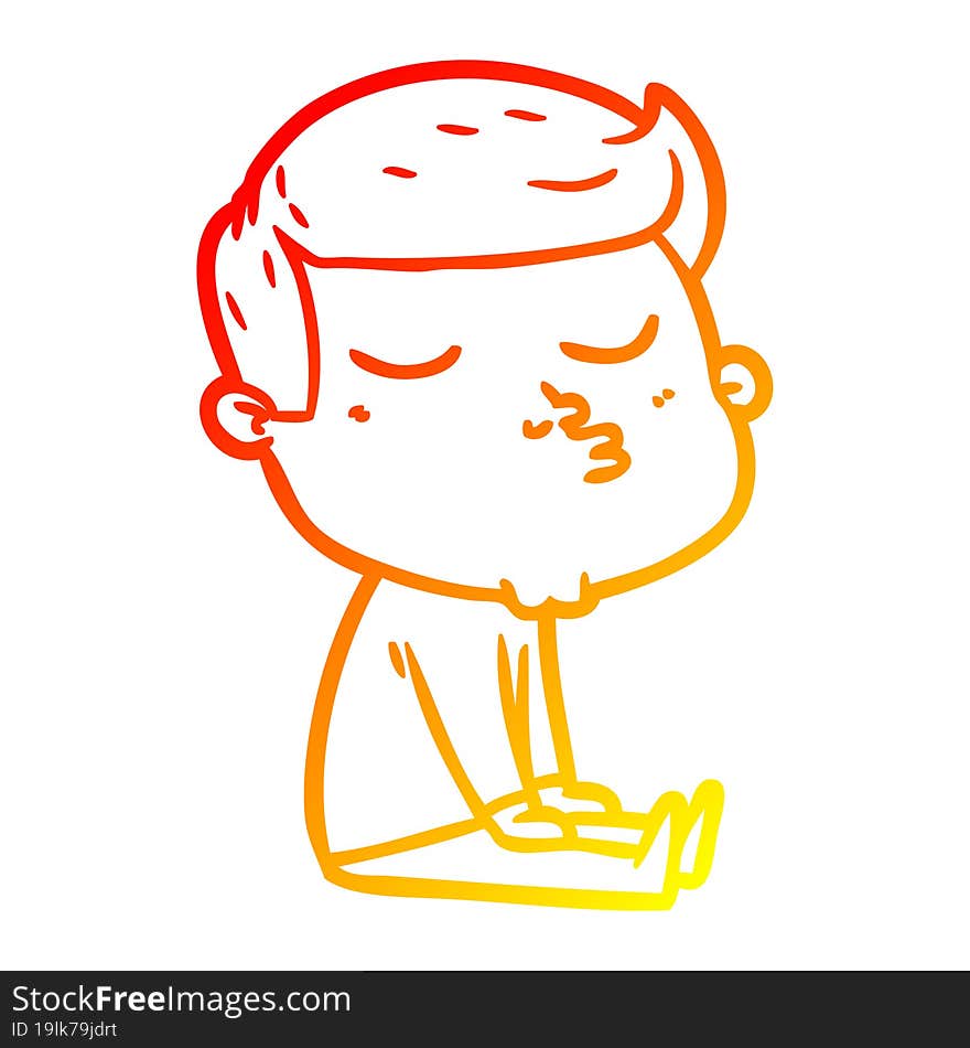 warm gradient line drawing cartoon model guy pouting