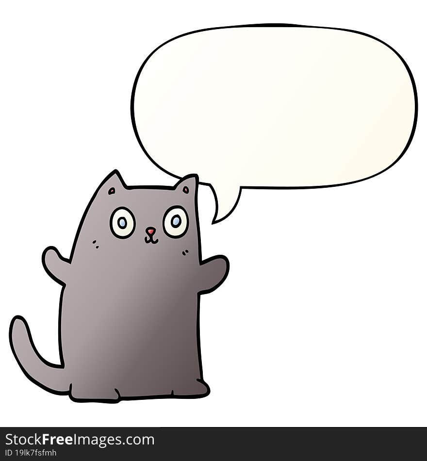 cartoon cat and speech bubble in smooth gradient style