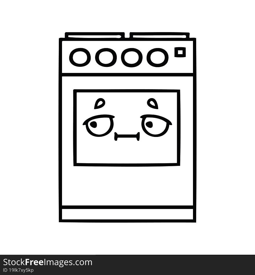 line drawing cartoon kitchen oven