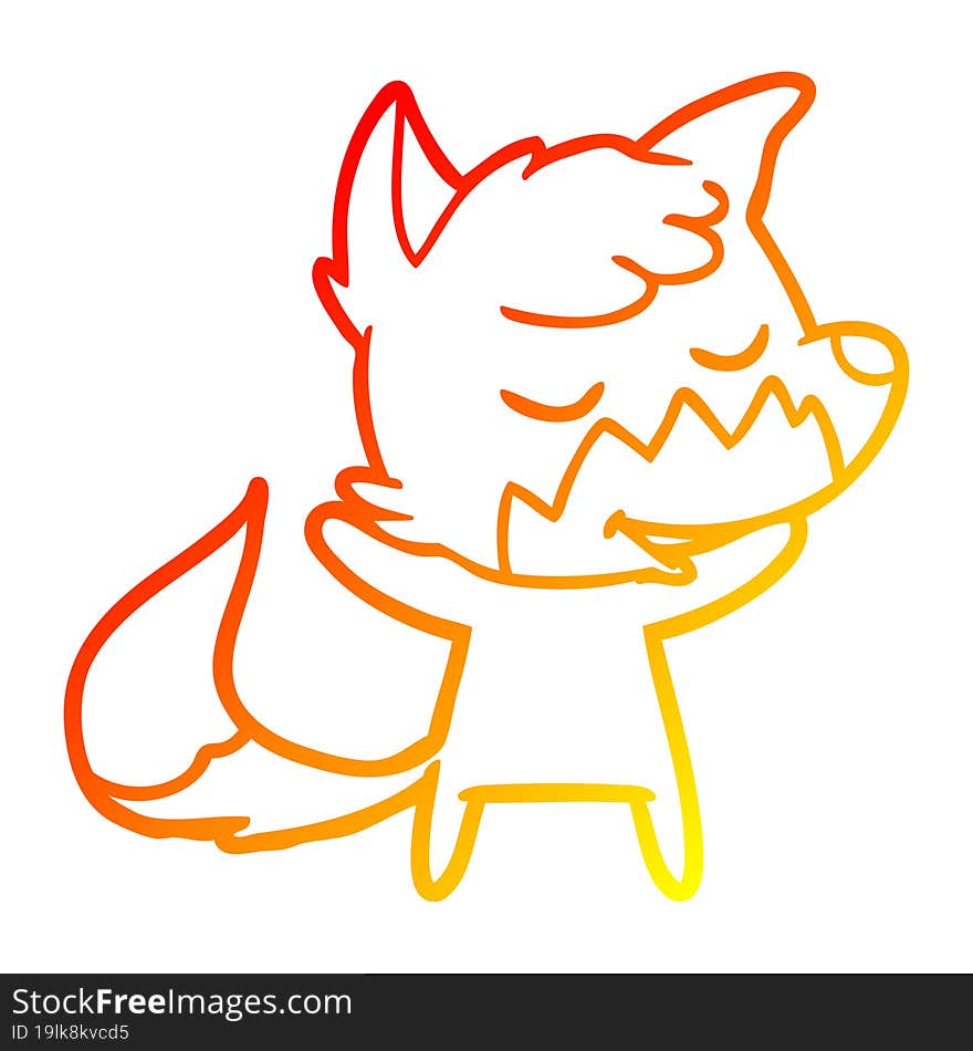 Warm Gradient Line Drawing Friendly Cartoon Fox