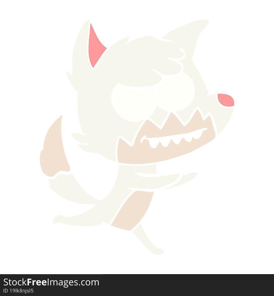 Flat Color Style Cartoon Grinning Fox