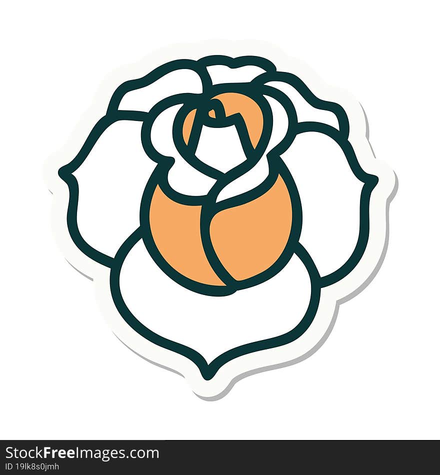 sticker of tattoo in traditional style of a flower. sticker of tattoo in traditional style of a flower