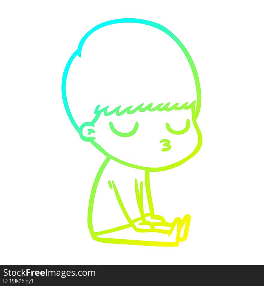 cold gradient line drawing cartoon calm boy