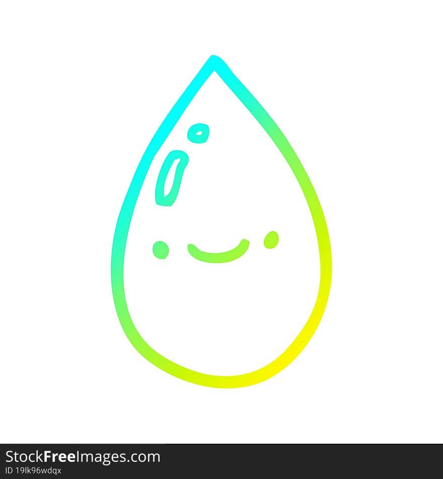 cold gradient line drawing of a cartoon raindrop