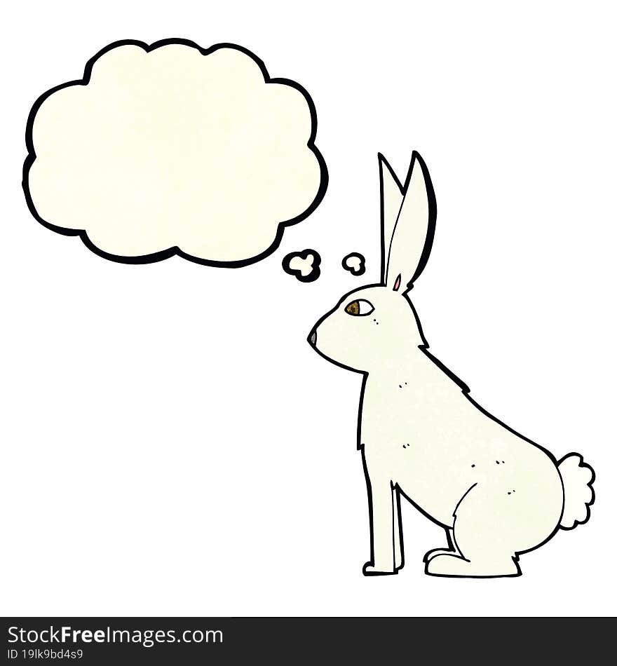 cartoon rabbit with thought bubble