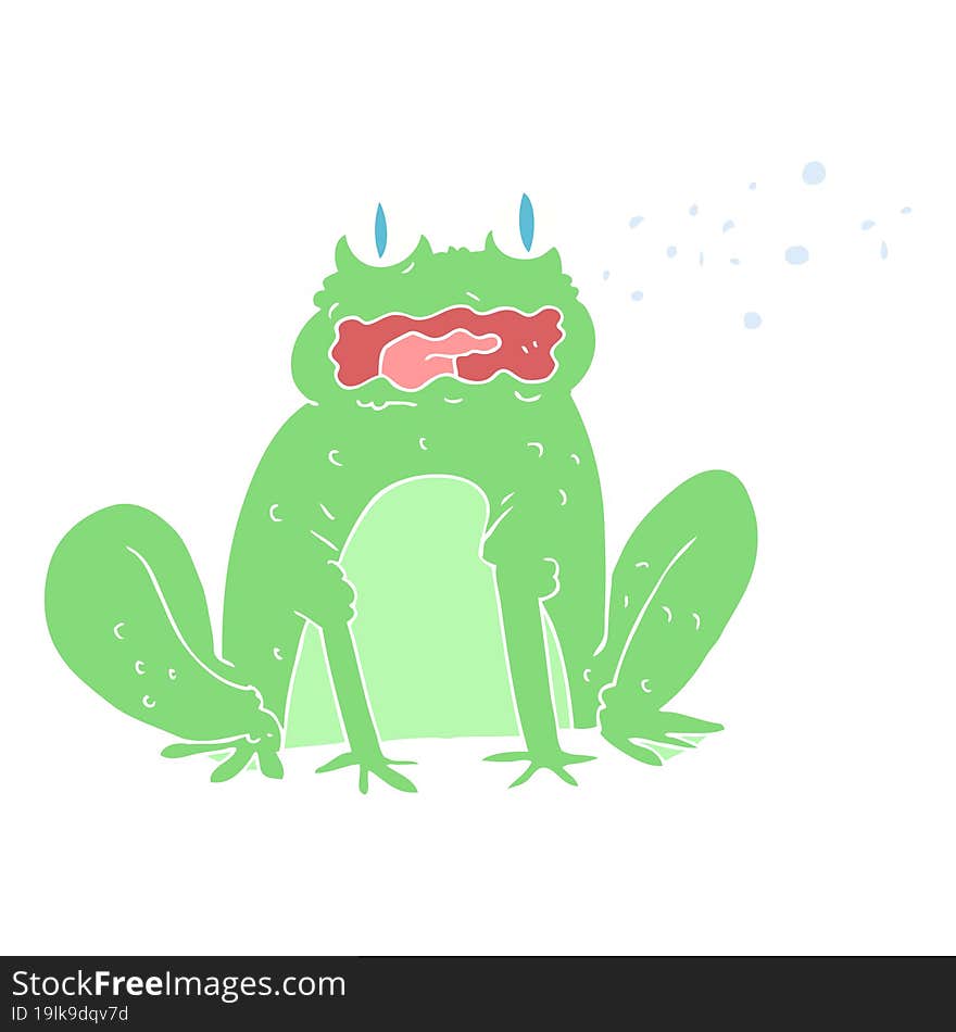 flat color illustration of burping frog. flat color illustration of burping frog