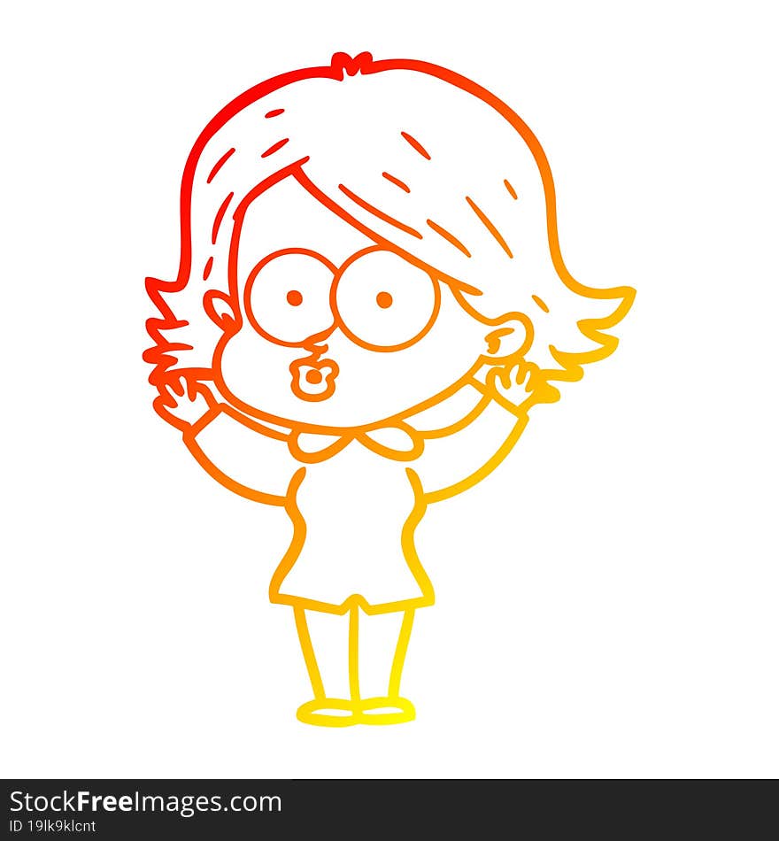 warm gradient line drawing cartoon girl pouting