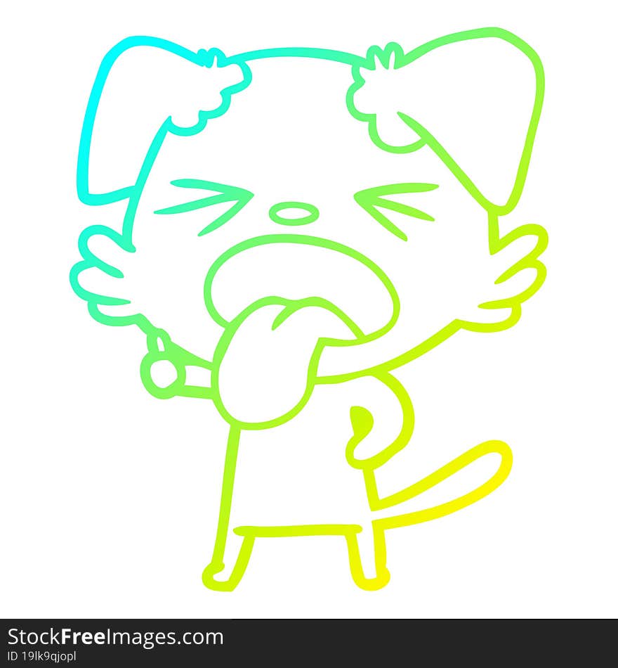 cold gradient line drawing cartoon disgusted dog