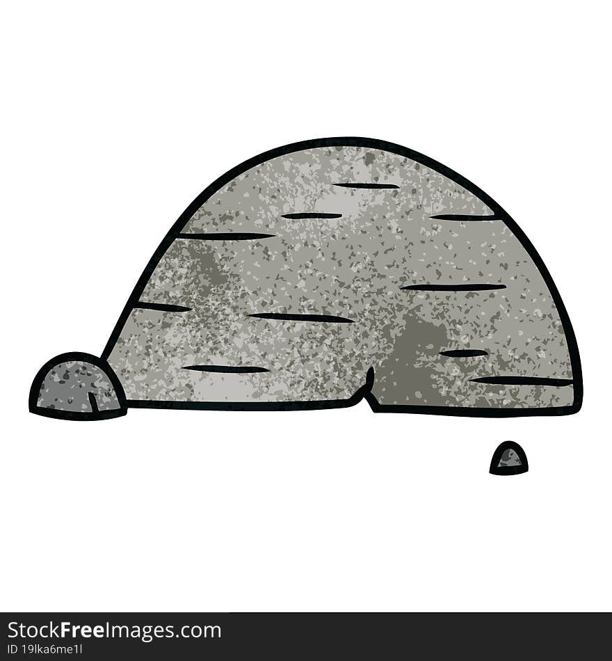 textured cartoon doodle of grey stone boulder