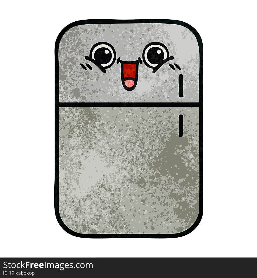 retro grunge texture cartoon fridge freezer