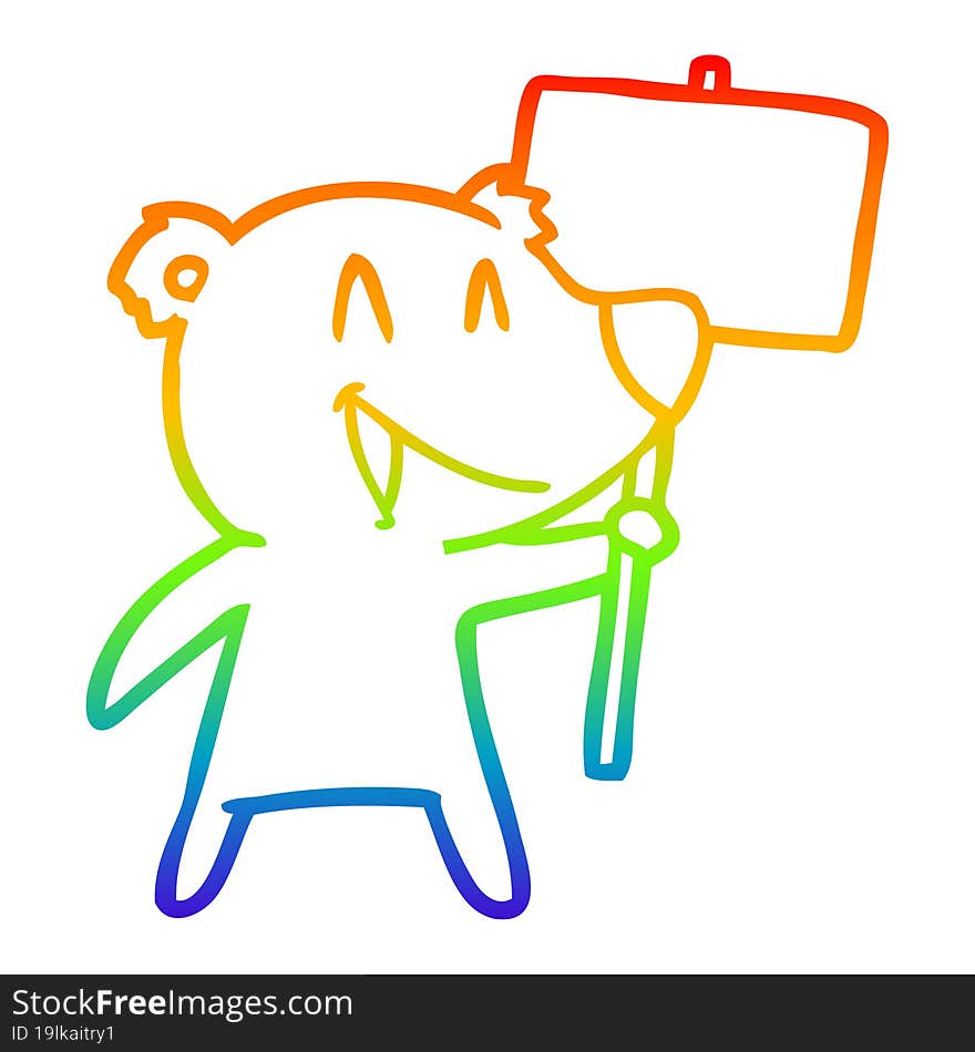 rainbow gradient line drawing protester bear cartoon