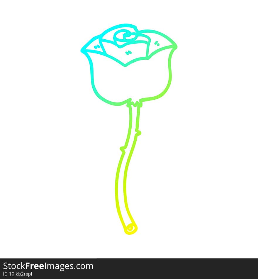 cold gradient line drawing cartoon rose