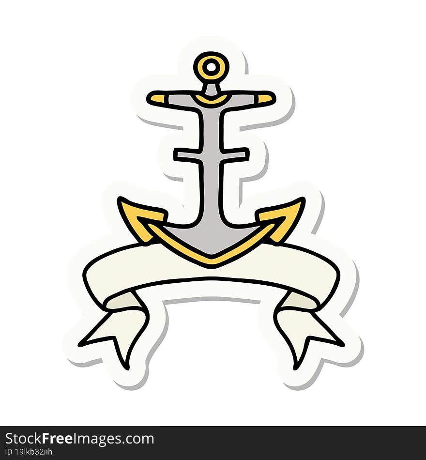 tattoo sticker with banner of an anchor