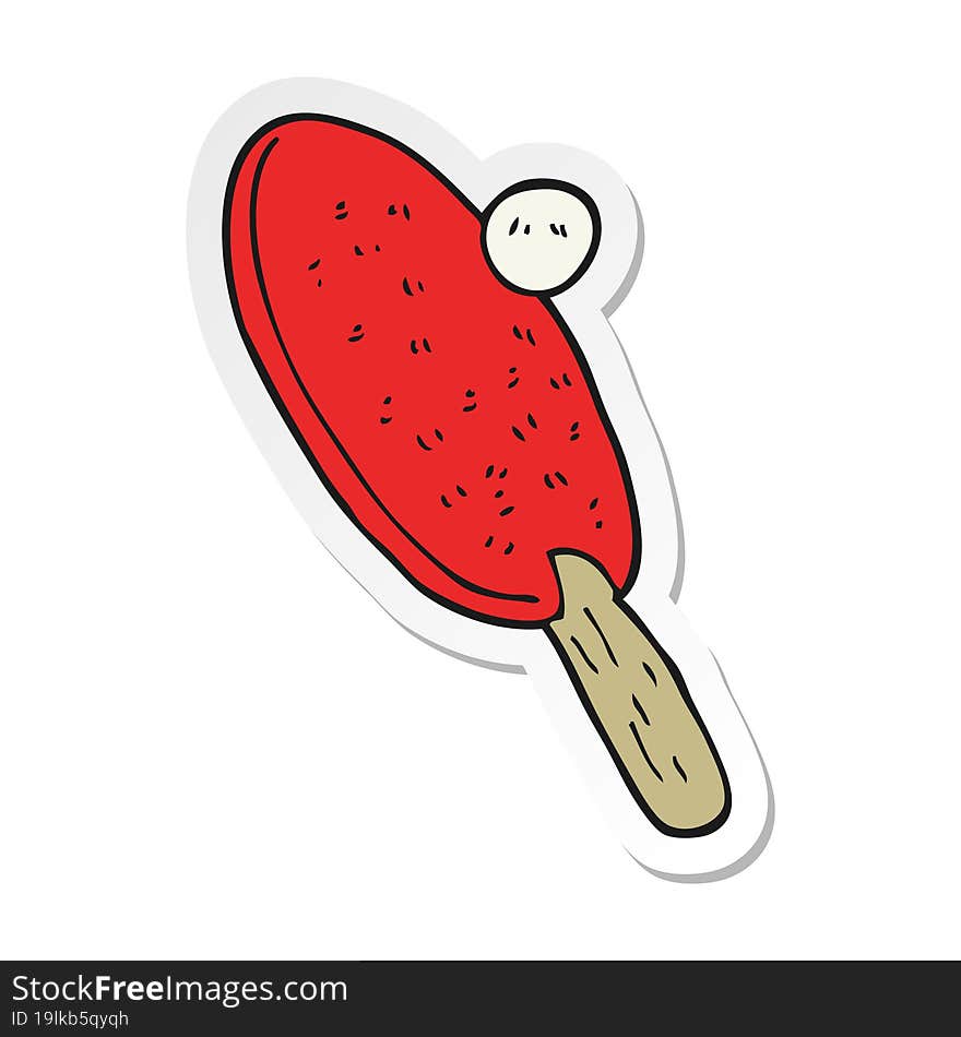 sticker of a cartoon table tennis bat