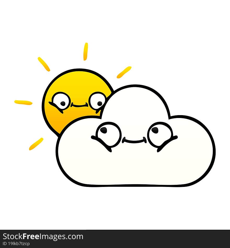 Gradient Shaded Cartoon Sunshine And Cloud