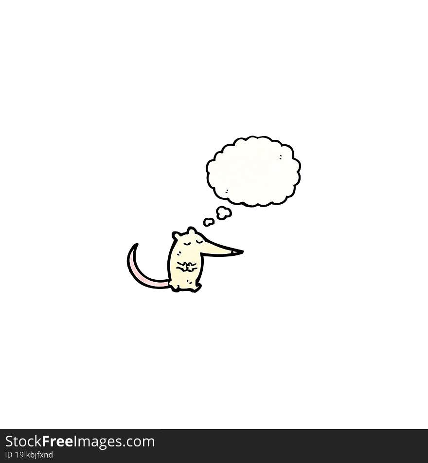 cartoon white mouse with thought bubble