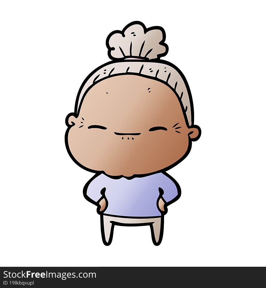 cartoon peaceful old woman. cartoon peaceful old woman