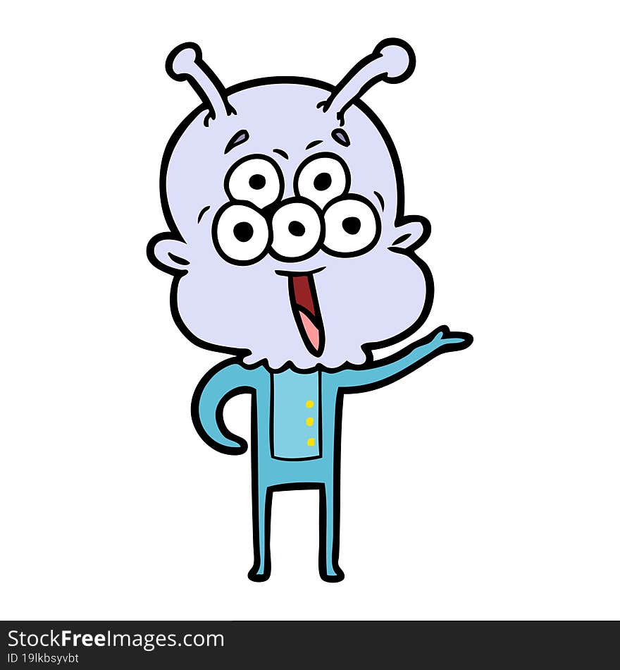 happy cartoon alien greeting. happy cartoon alien greeting