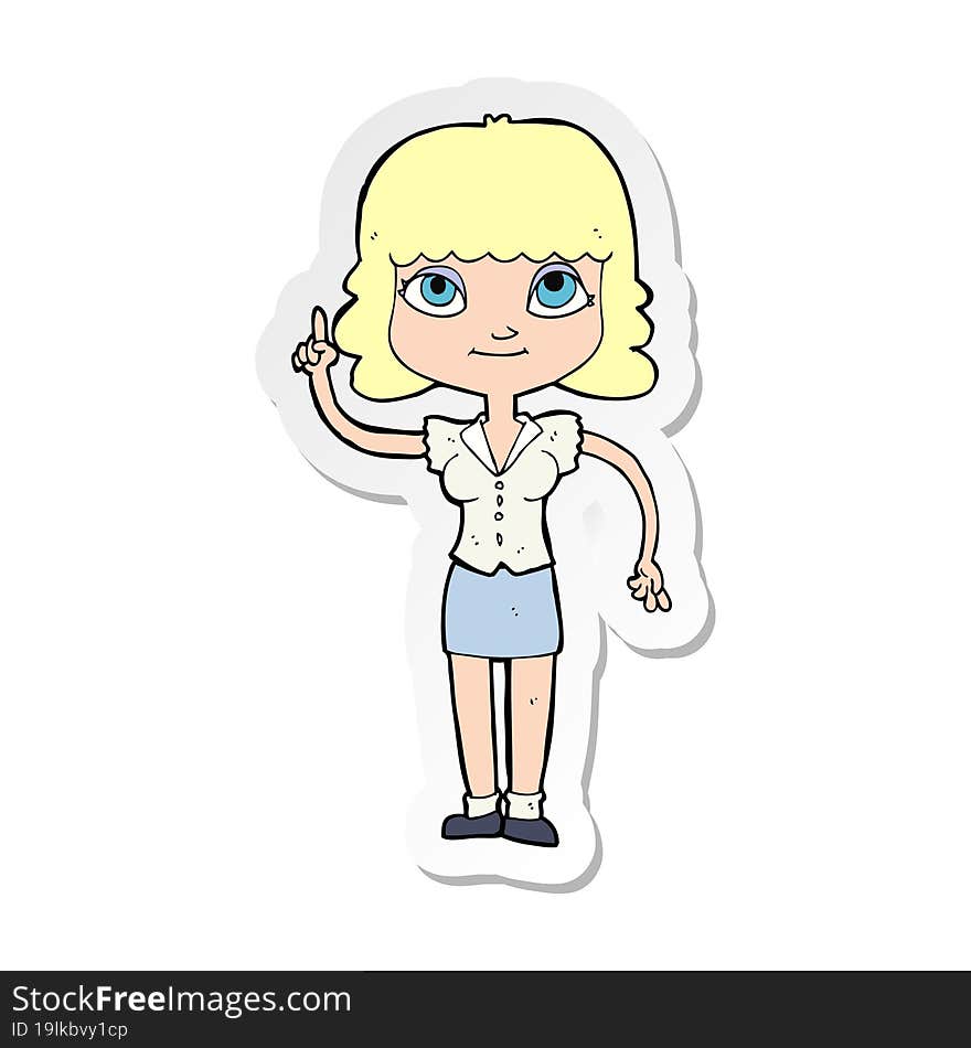 sticker of a cartoon woman with idea