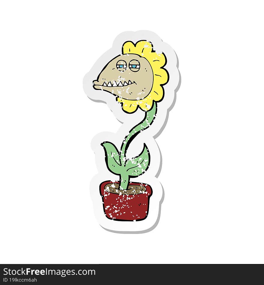 retro distressed sticker of a cartoon monster flower