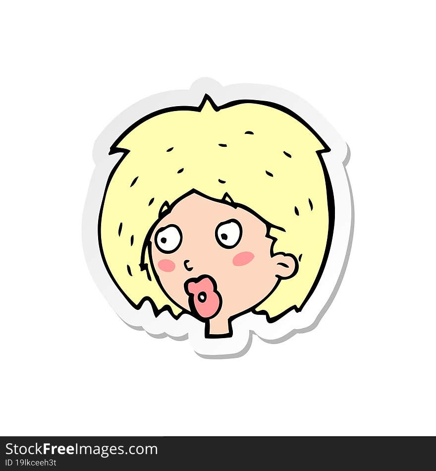 sticker of a cartoon woman looking