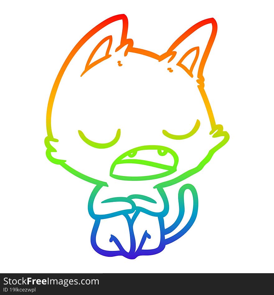 rainbow gradient line drawing talking cat cartoon