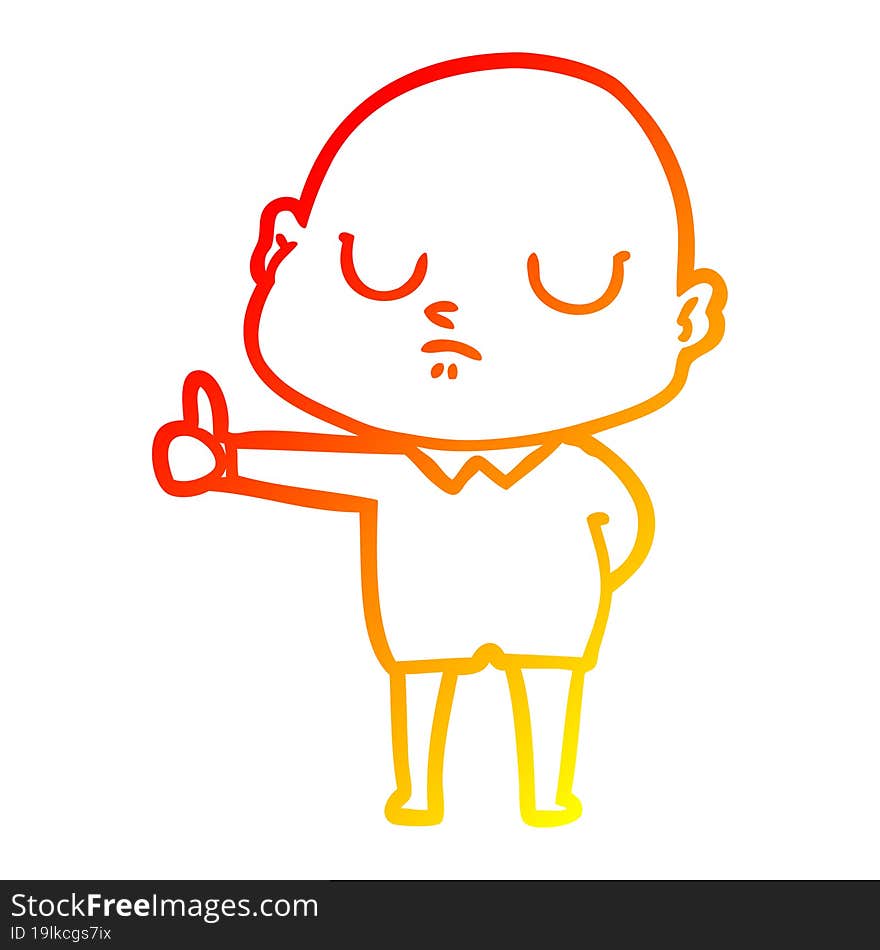 warm gradient line drawing of a cartoon bald man