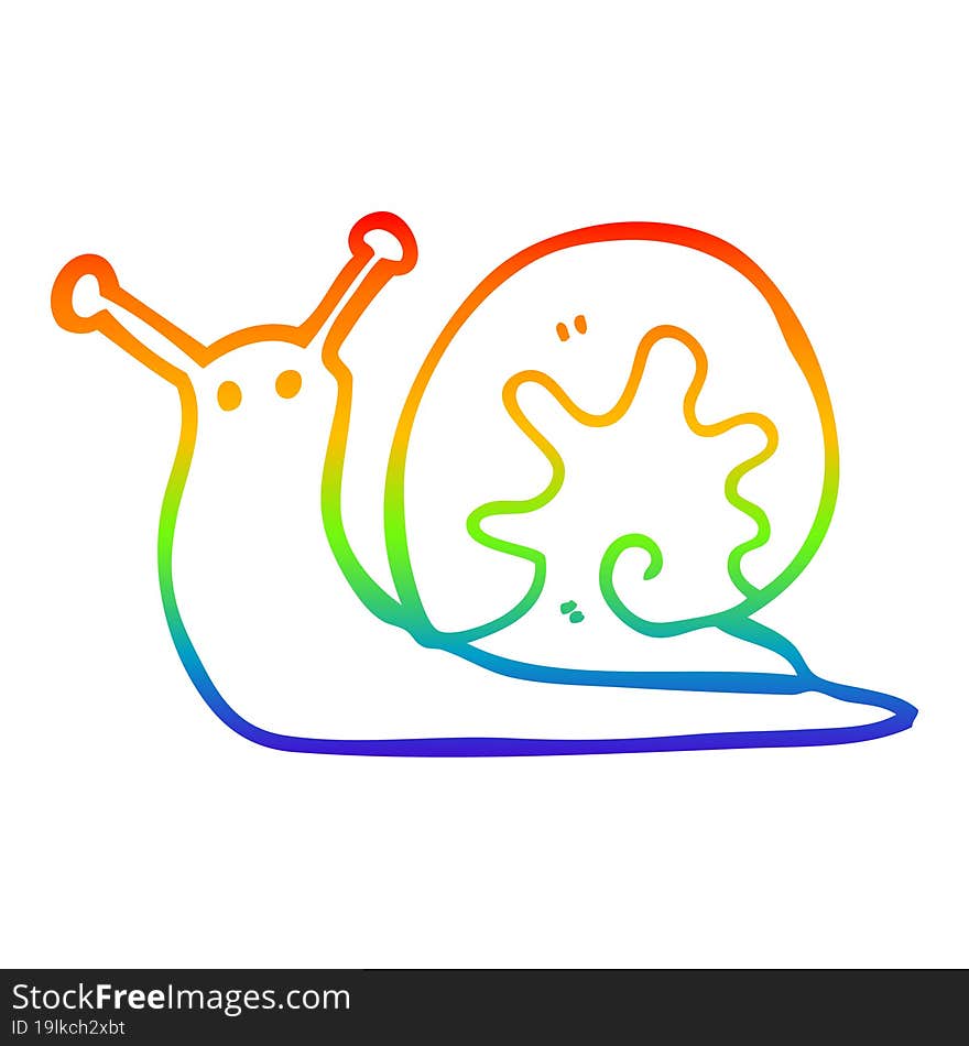 rainbow gradient line drawing of a cartoon snail