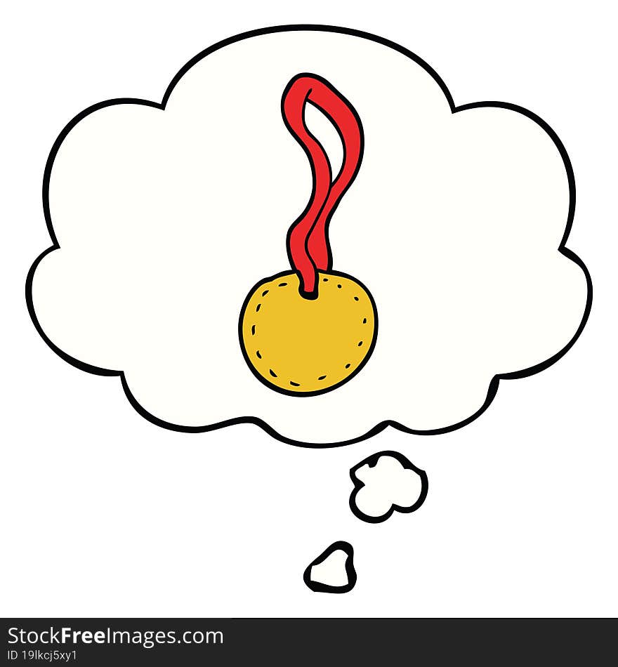 cartoon sports medal and thought bubble