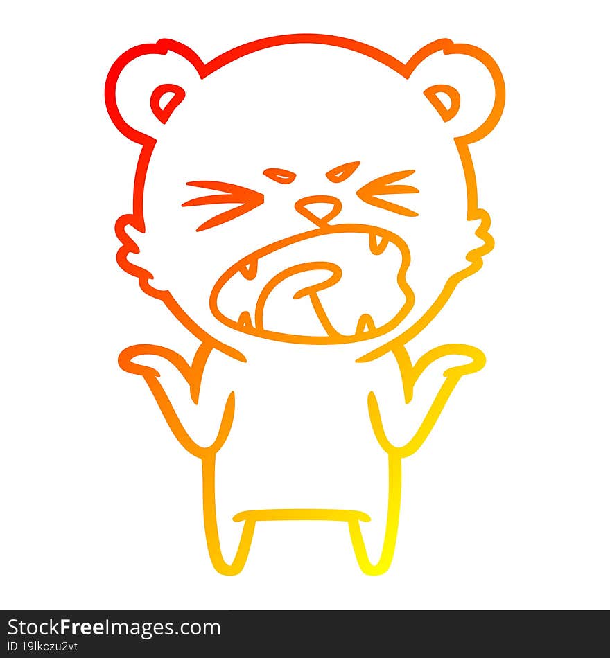 warm gradient line drawing angry cartoon polar bear