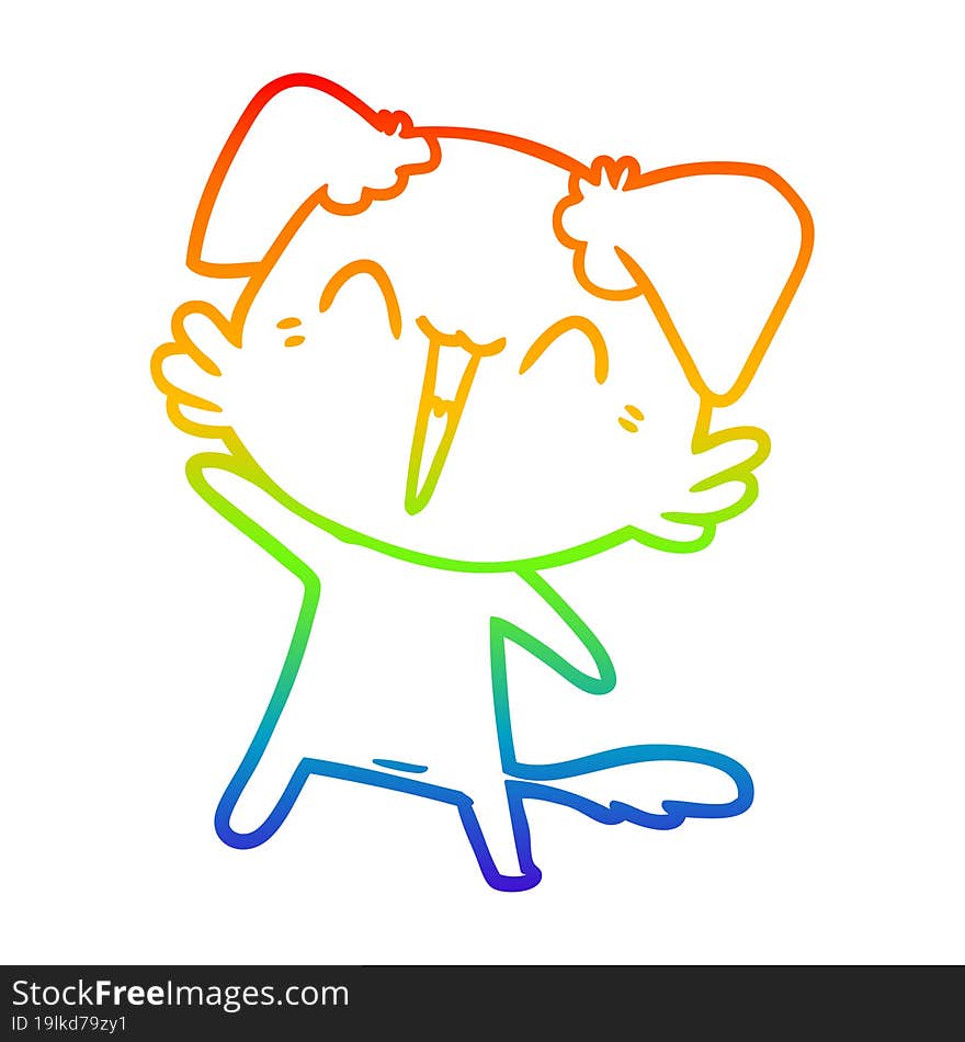 rainbow gradient line drawing happy little dog cartoon