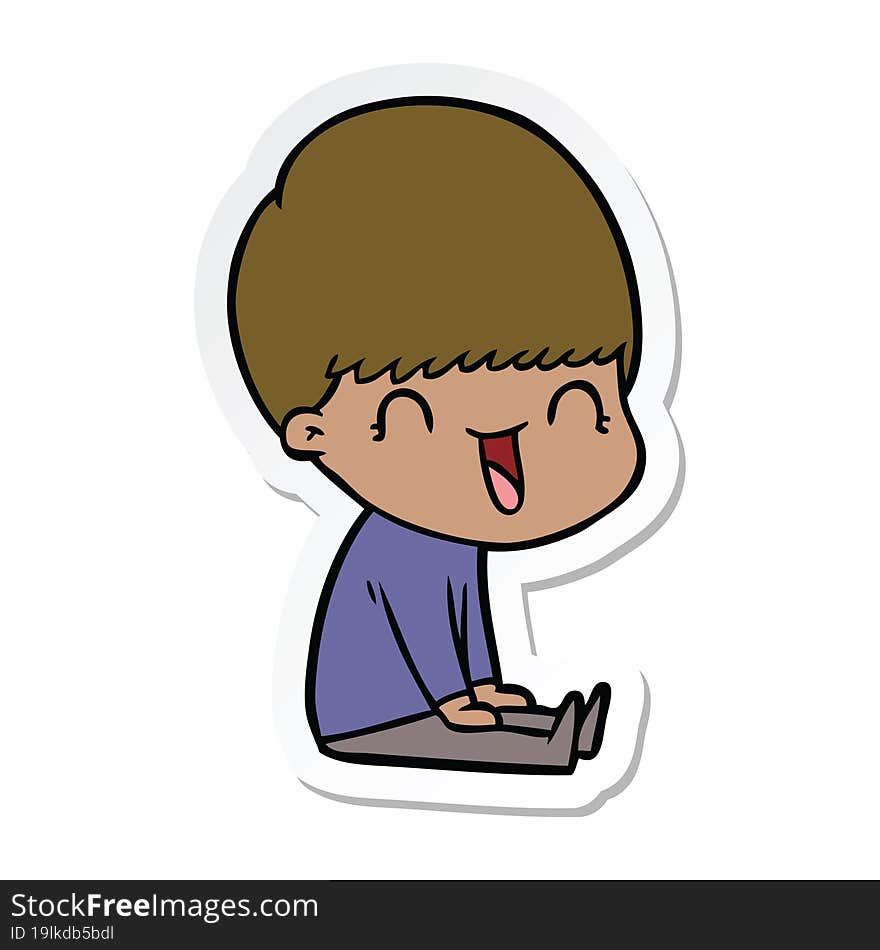 sticker of a happy cartoon boy