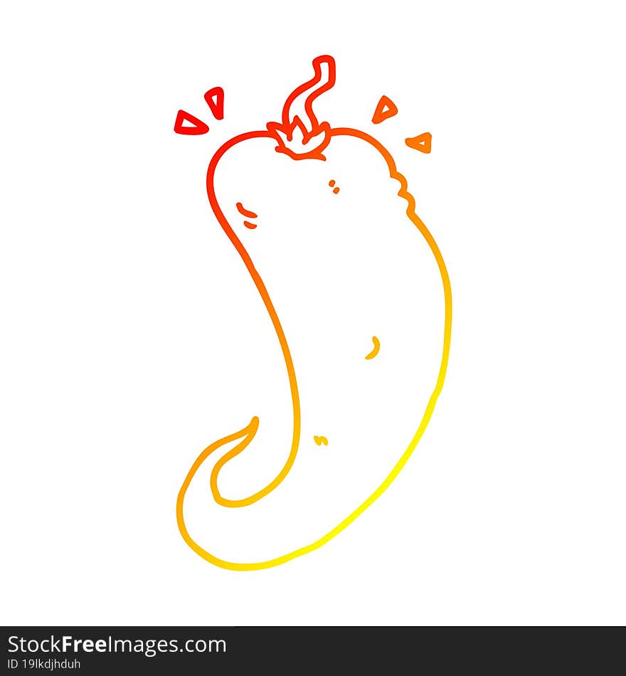 warm gradient line drawing cartoon chili pepper