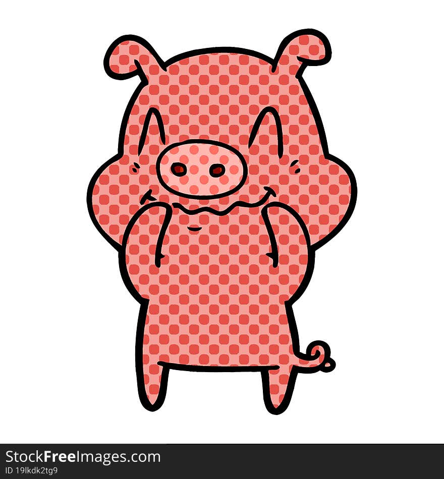 nervous cartoon pig. nervous cartoon pig