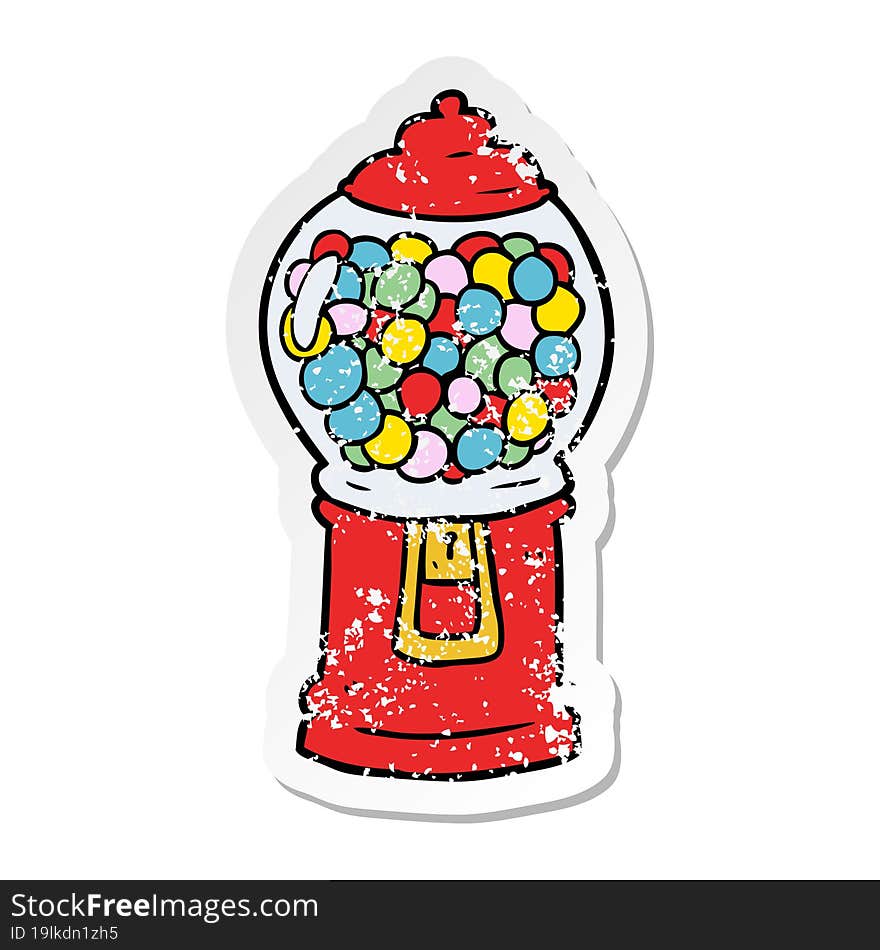 distressed sticker of a cartoon gumball machine