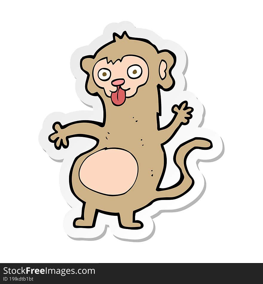 Sticker Of A Funny Cartoon Monkey