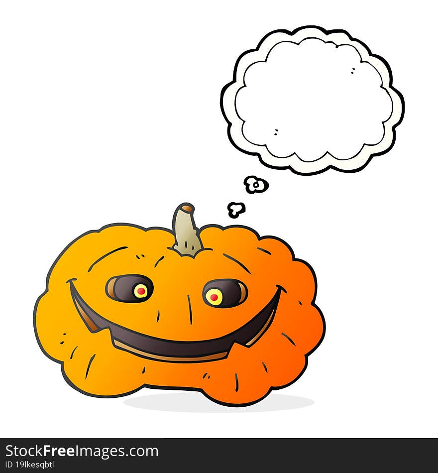 freehand drawn thought bubble cartoon pumpkin