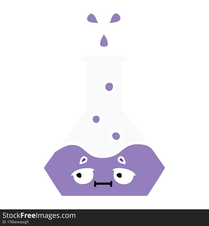 flat color retro cartoon science beaker