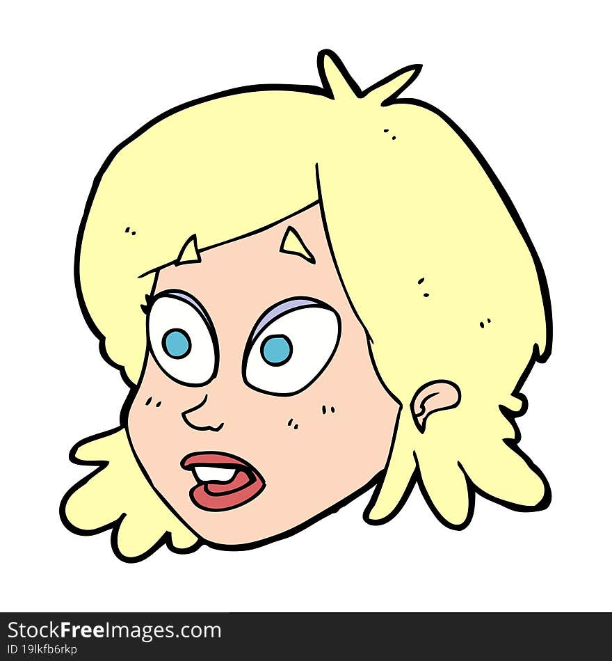 cartoon female face with surprised expression