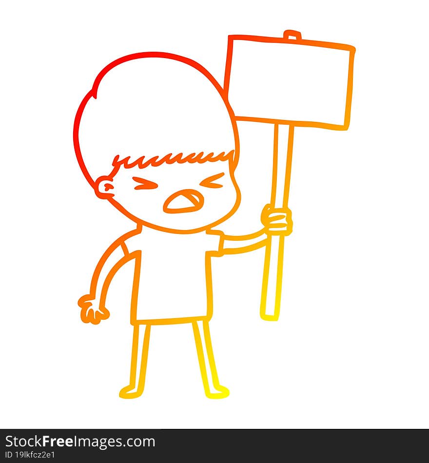 warm gradient line drawing cartoon stressed man