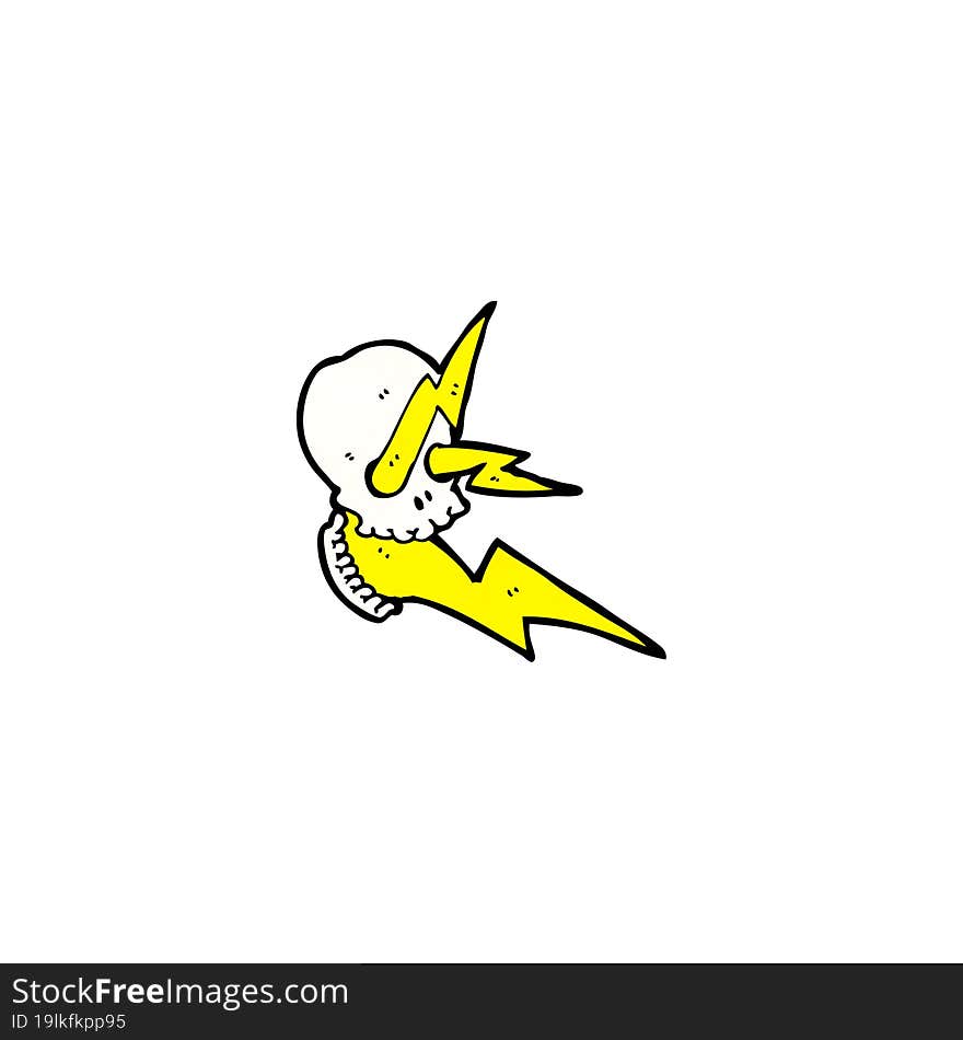 Crazy Lightning Skull Cartoon