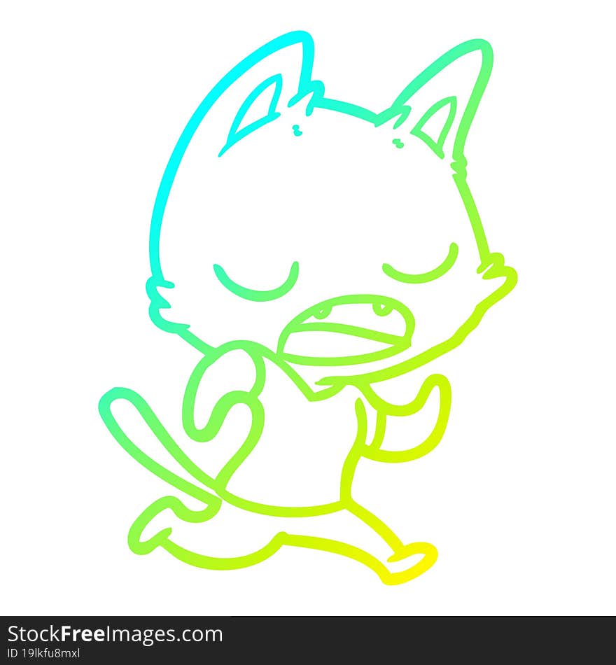 cold gradient line drawing talking cat cartoon