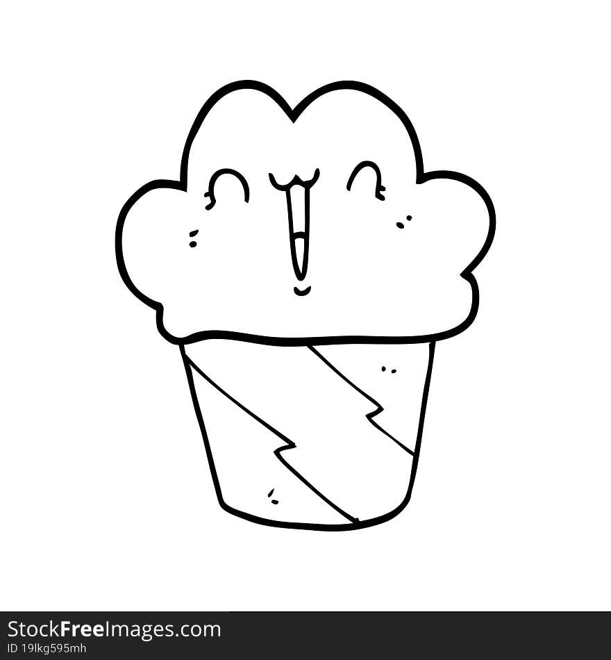 cartoon cupcake with face