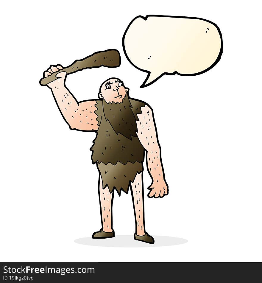 cartoon neanderthal with speech bubble