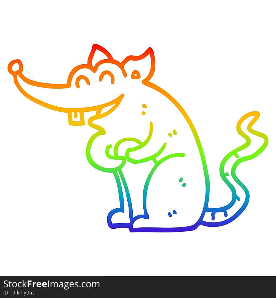 rainbow gradient line drawing of a cartoon rat