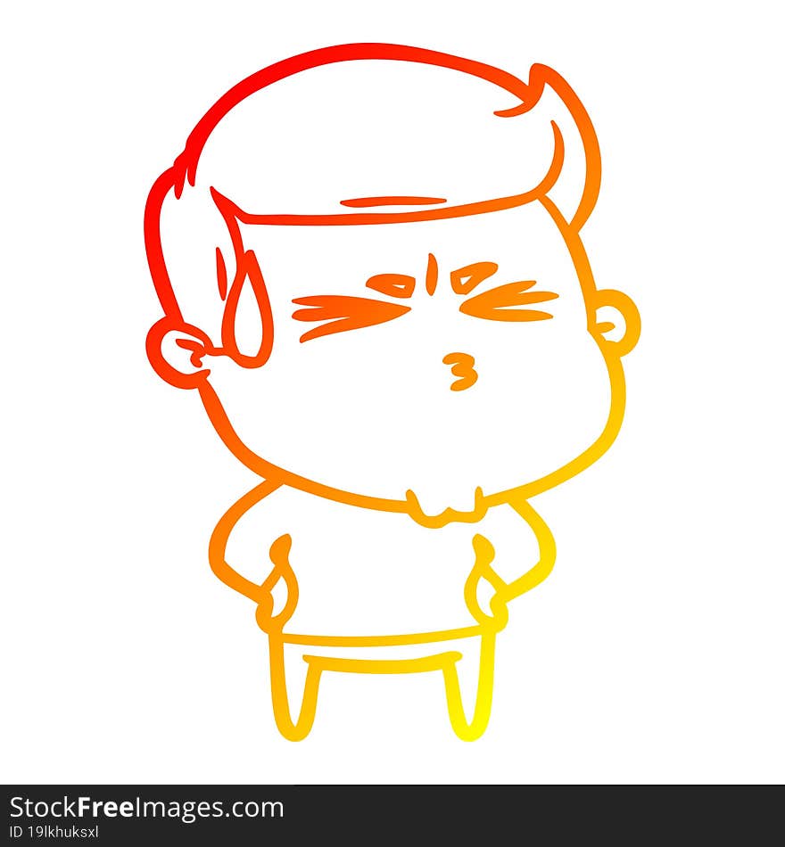 Warm Gradient Line Drawing Cartoon Frustrated Man