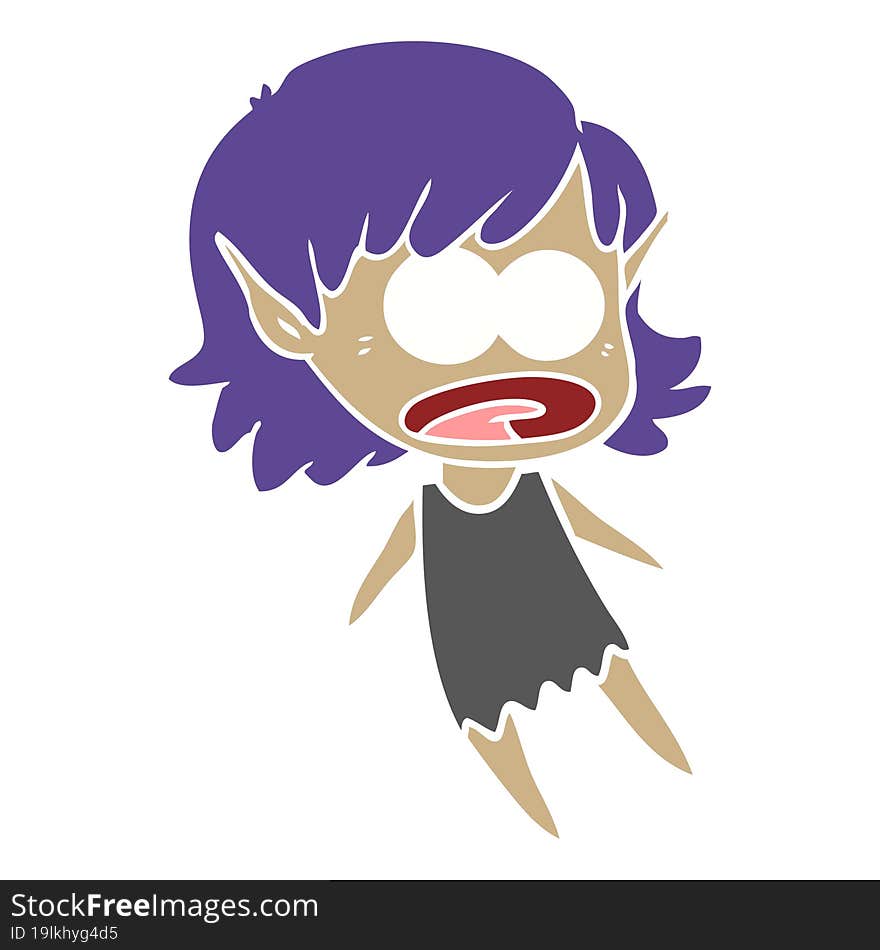 flat color style cartoon shocked elf girl flying