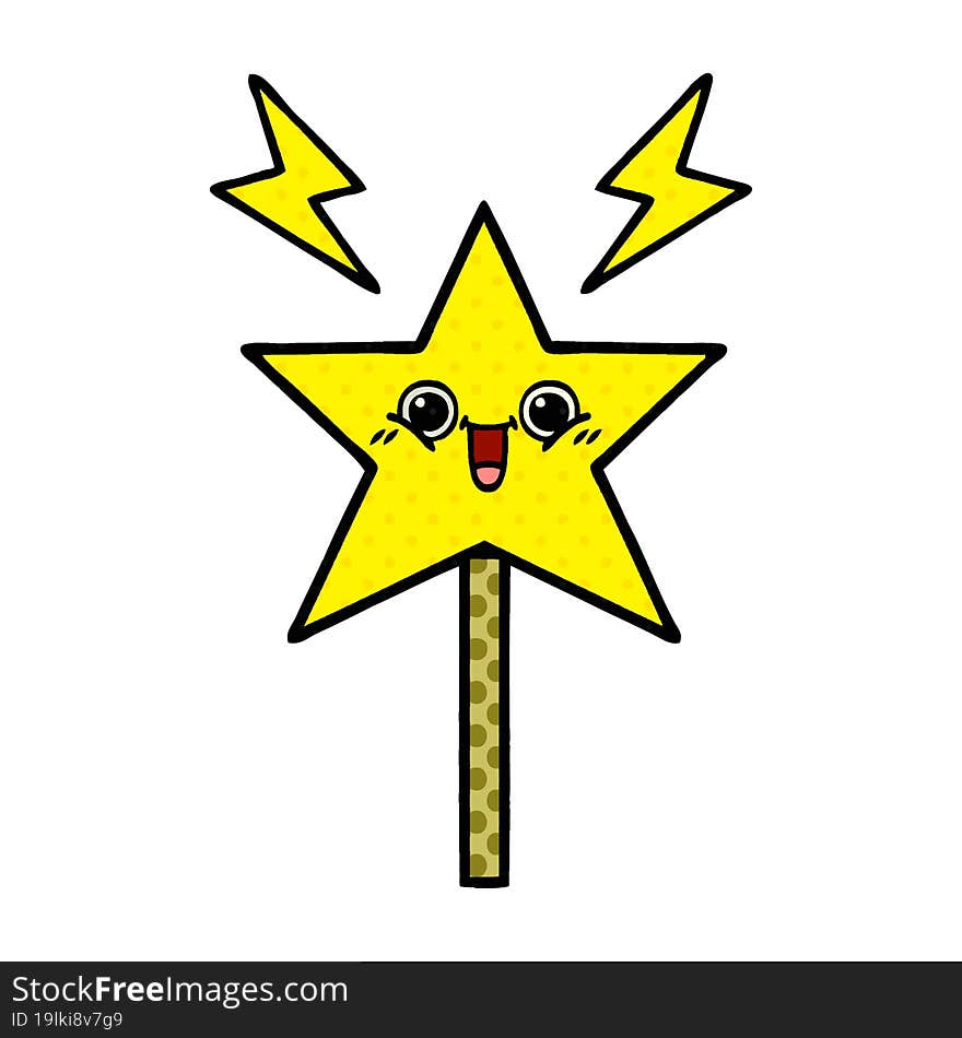 Comic Book Style Cartoon Magic Wand