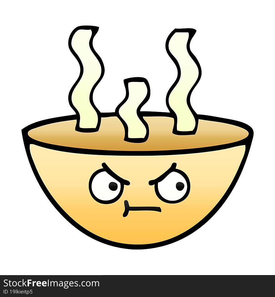 gradient shaded cartoon bowl of hot soup