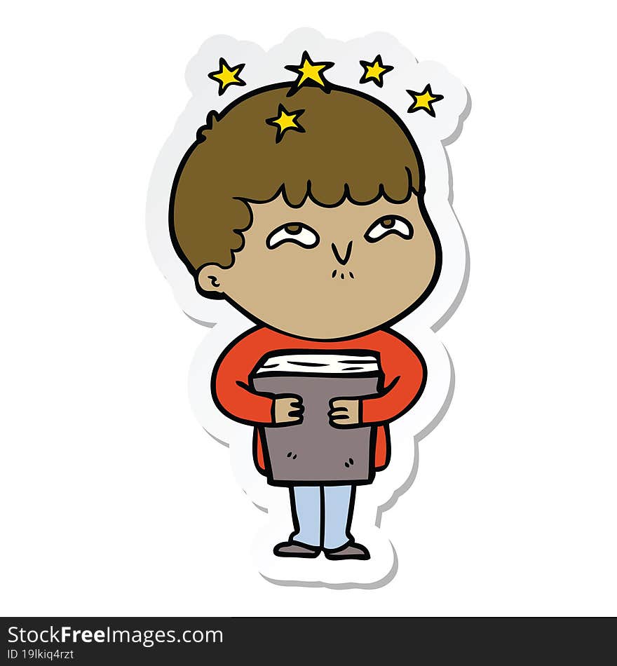 Sticker Of A Cartoon Amazed Boy